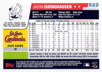 2006 Topps #522 Jason Isringhausen Back