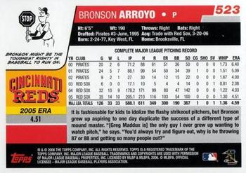 2006 Topps #523 Bronson Arroyo Back