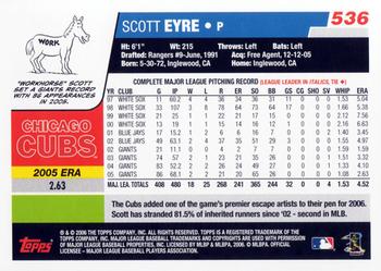 2006 Topps #536 Scott Eyre Back