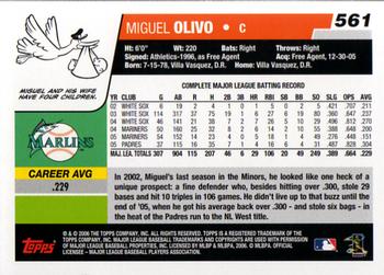 2006 Topps #561 Miguel Olivo Back