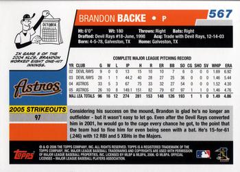 2006 Topps #567 Brandon Backe Back