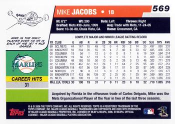 2006 Topps #569 Mike Jacobs Back