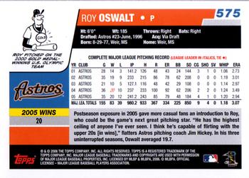 2006 Topps #575 Roy Oswalt Back