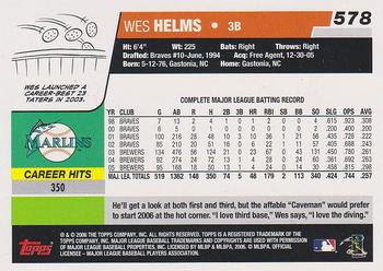2006 Topps #578 Wes Helms Back