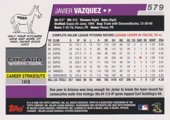 2006 Topps #579 Javier Vazquez Back