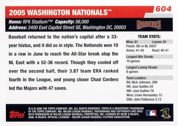 2006 Topps #604 Washington Nationals Back