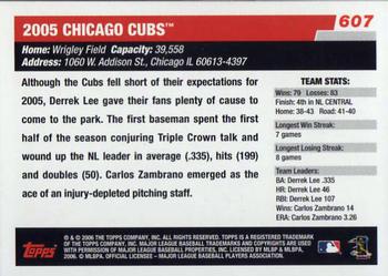 2006 Topps #607 Chicago Cubs Back