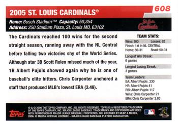 2006 Topps #608 St. Louis Cardinals Back
