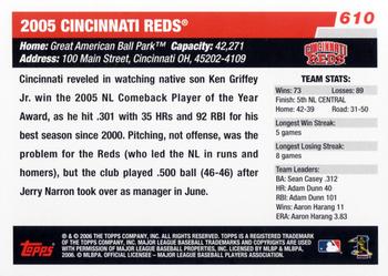 2006 Topps #610 Cincinnati Reds Back