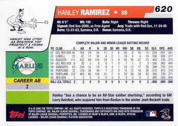 2006 Topps #620 Hanley Ramirez Back