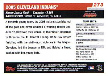 2006 Topps #273 Cleveland Indians Back