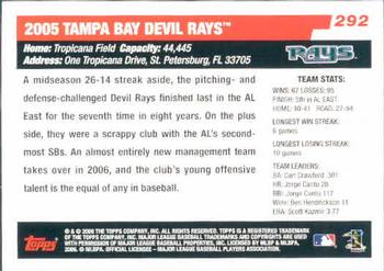2006 Topps #292 Tampa Bay Devil Rays Back