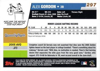 2006 Topps #297 Alex Gordon Back