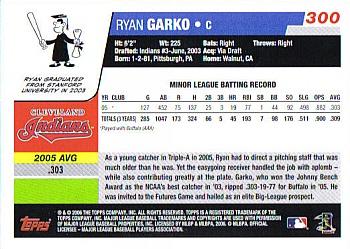 2006 Topps #300 Ryan Garko Back