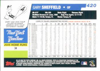 2006 Topps #420 Gary Sheffield Back
