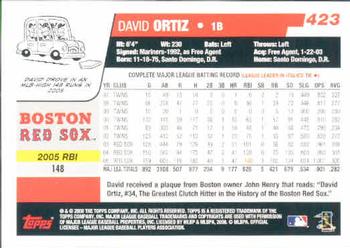 2006 Topps #423 David Ortiz Back