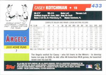 2006 Topps #433 Casey Kotchman Back