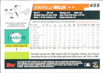 2006 Topps #455 Dontrelle Willis Back