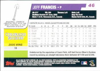 2006 Topps #46 Jeff Francis Back
