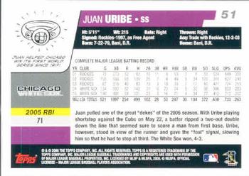 2006 Topps #51 Juan Uribe Back