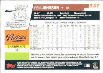 2006 Topps #537 Ben Johnson Back