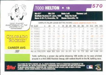 2006 Topps #570 Todd Helton Back