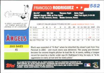 2006 Topps #582 Francisco Rodriguez Back