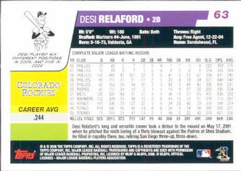 2006 Topps #63 Desi Relaford Back