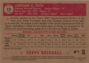 2006 Topps '52 Rookies #13 Jordan Tata Back