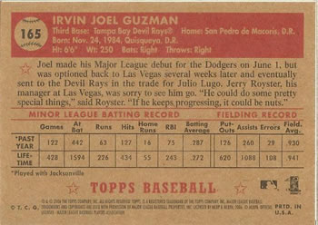 2006 Topps '52 Rookies #165 Joel Guzman Back