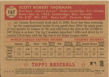 2006 Topps '52 Rookies #167 Scott Thorman Back
