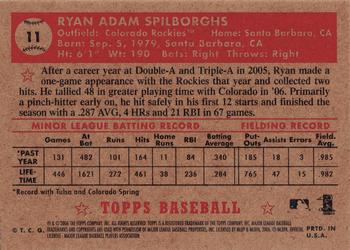 2006 Topps '52 Rookies #11 Ryan Spilborghs Back