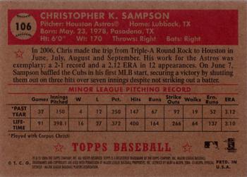2006 Topps '52 Rookies #106 Chris Sampson Back