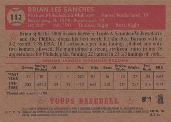 2006 Topps '52 Rookies #113 Brian Sanches Back