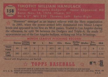 2006 Topps '52 Rookies #158 Tim Hamulack Back