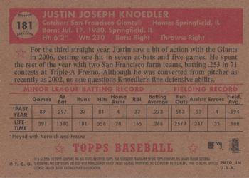 2006 Topps '52 Rookies #181 Justin Knoedler Back