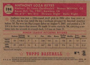 2006 Topps '52 Rookies #194 Anthony Reyes Back