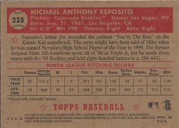2006 Topps '52 Rookies #235 Mike Esposito Back