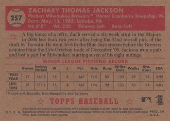 2006 Topps '52 Rookies #257 Zach Jackson Back