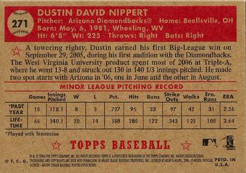 2006 Topps '52 Rookies #271 Dustin Nippert Back