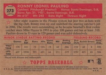2006 Topps '52 Rookies #273 Ronny Paulino Back