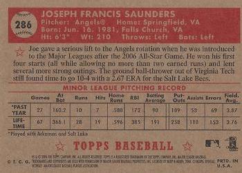 2006 Topps '52 Rookies #286 Joe Saunders Back