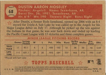 2006 Topps '52 Rookies #68 Dustin Moseley Back