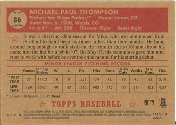 2006 Topps '52 Rookies #86 Mike Thompson Back