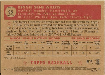2006 Topps '52 Rookies #95 Reggie Willits Back