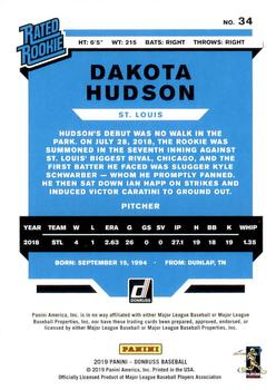 2019 Donruss #34 Dakota Hudson Back