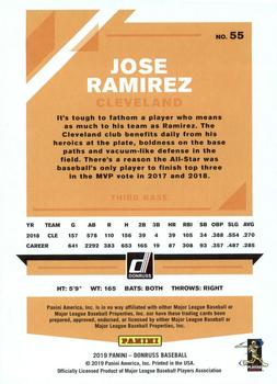 2019 Donruss #55 Jose Ramirez Back