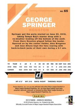 2019 Donruss #65 George Springer Back