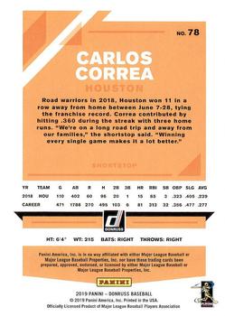 2019 Donruss #78 Carlos Correa Back