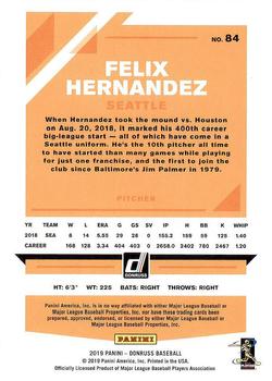 2019 Donruss #84 Felix Hernandez Back